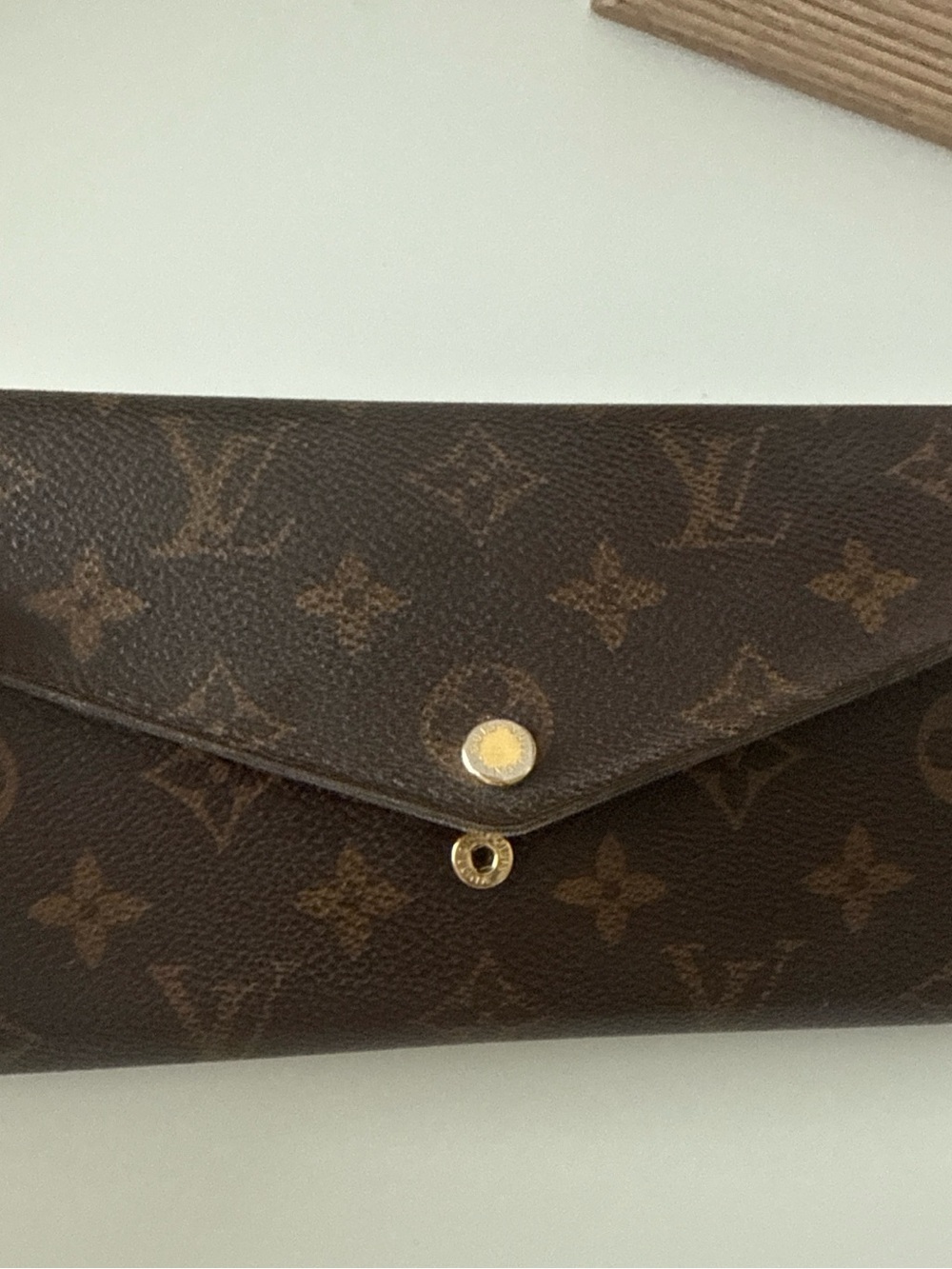 Louis Vuitton Monogram Envelope Wallet - Dark Brown with Gold Hardware